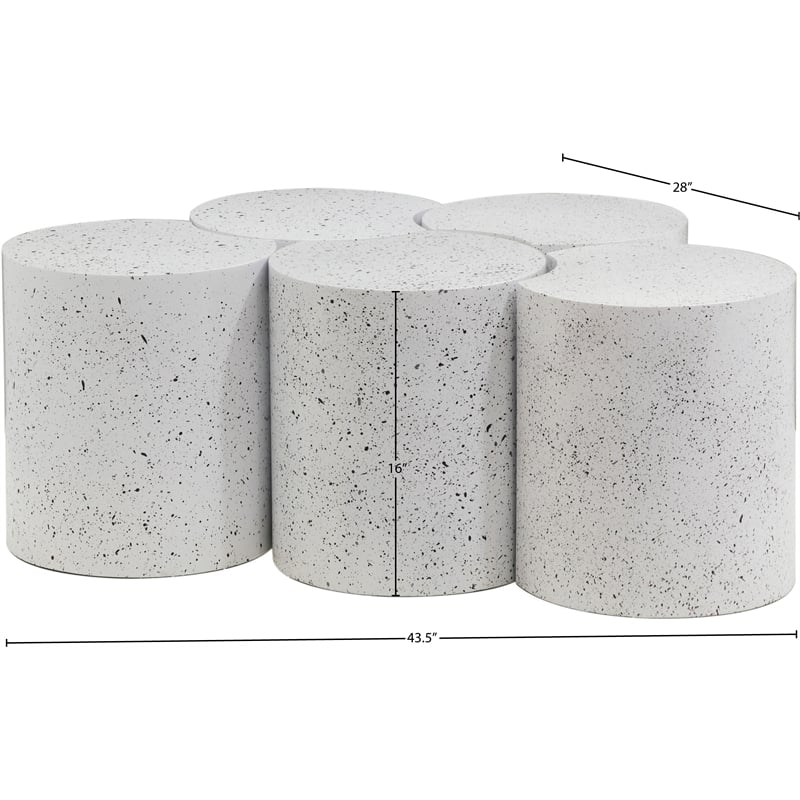 Meridian Furniture Dimple 5 Piece White Terrazzo Pattern Iron Metal Coffee Table