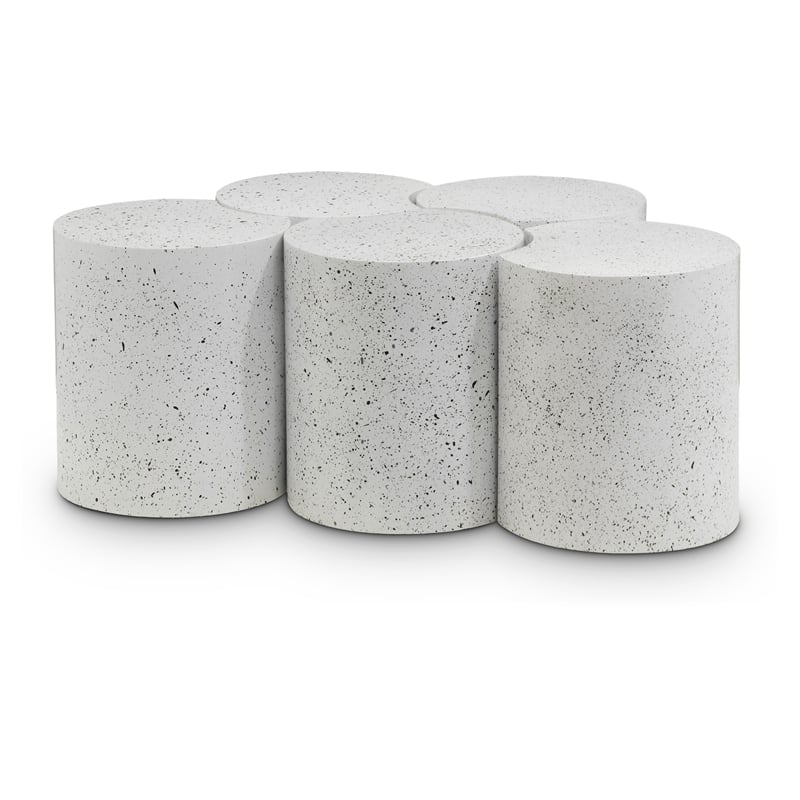 Meridian Furniture Dimple 5 Piece White Terrazzo Pattern Iron Metal Coffee Table