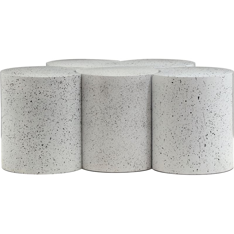 Meridian Furniture Dimple 5 Piece White Terrazzo Pattern Iron Metal Coffee Table