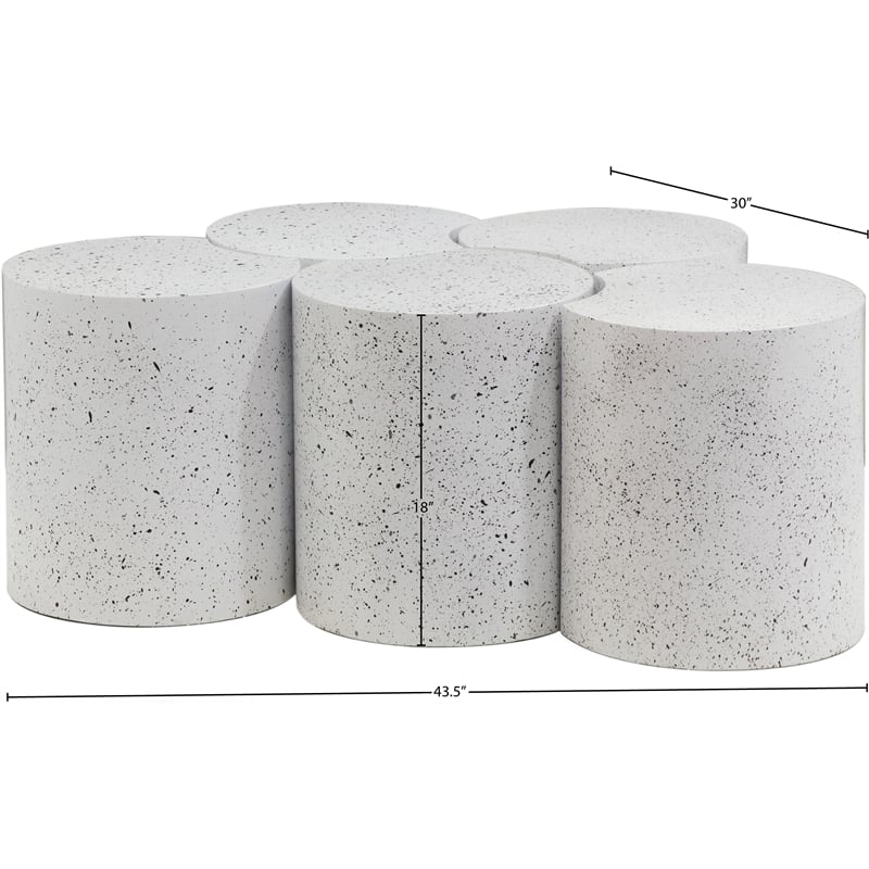 Meridian Furniture Dimple 5 Piece White Terrazzo Pattern Iron Metal Coffee Table