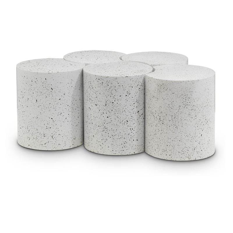 Meridian Furniture Dimple 5 Piece White Terrazzo Pattern Iron Metal Coffee Table