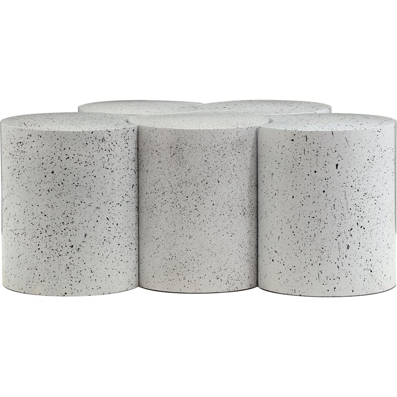 Meridian Furniture Dimple 5 Piece White Terrazzo Pattern Iron Metal Coffee Table