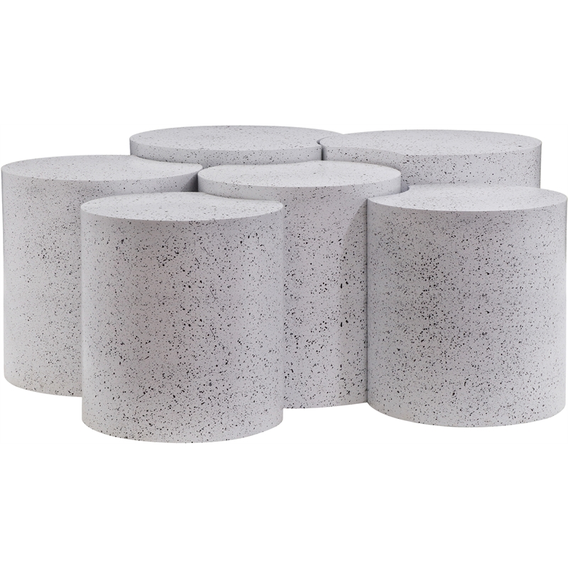 Meridian Furniture Dimple 6 Piece White Terrazzo Pattern Iron Metal Coffee Table