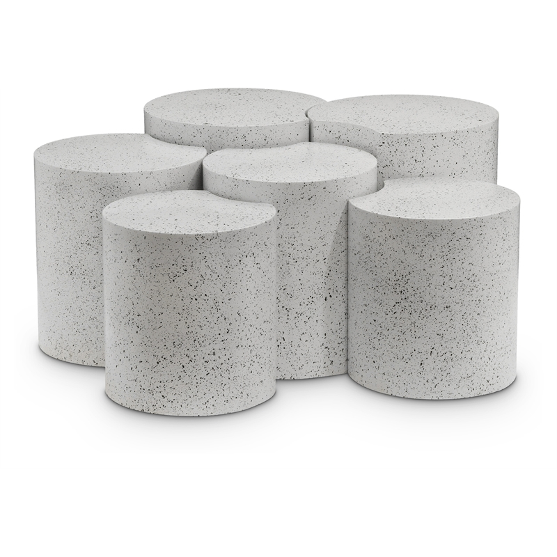 Meridian Furniture Dimple 6 Piece White Terrazzo Pattern Iron Metal Coffee Table