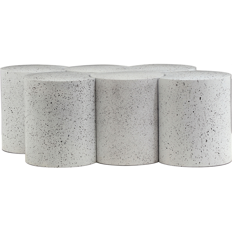 Meridian Furniture Dimple 6 Piece White Terrazzo Pattern Iron Metal Coffee Table