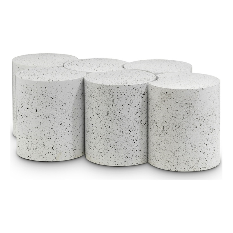 Meridian Furniture Dimple 6 Piece White Terrazzo Pattern Iron Metal Coffee Table