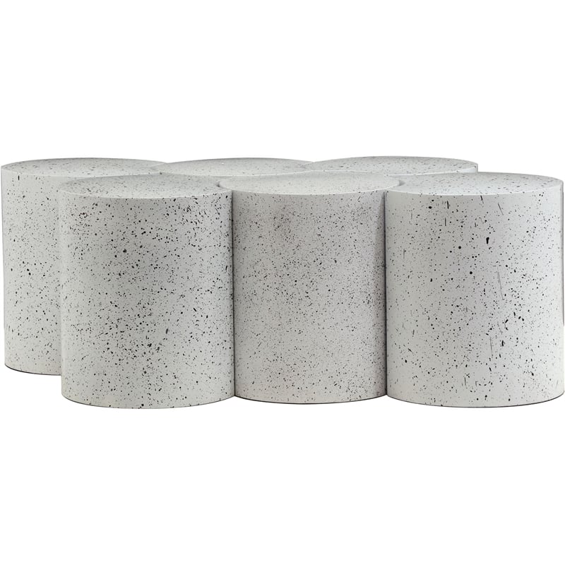 Meridian Furniture Dimple 6 Piece White Terrazzo Pattern Iron Metal Coffee Table