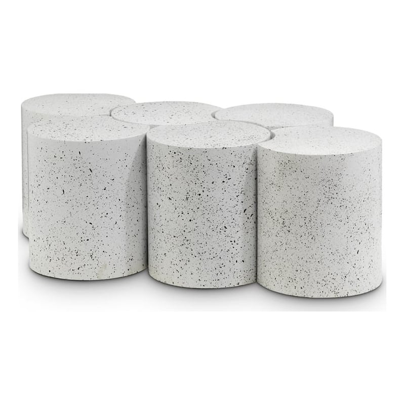 Meridian Furniture Dimple 6 Piece White Terrazzo Pattern Iron Metal Coffee Table