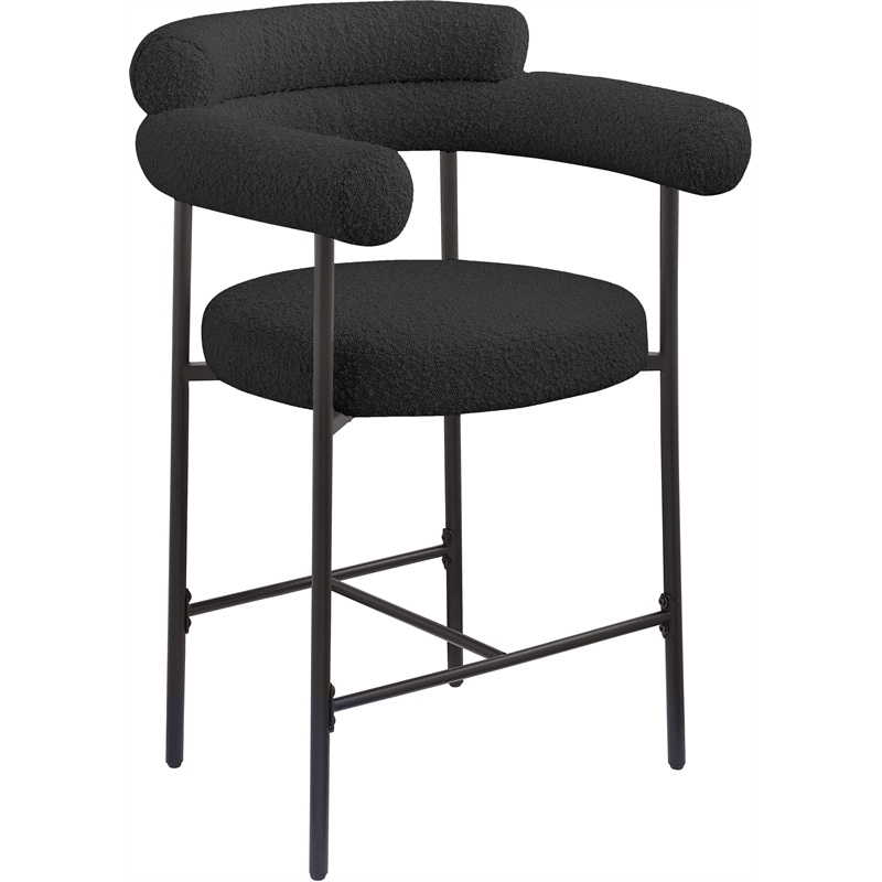 Meridian Furniture Blake Black Boucle Fabric Counter Stool (Set of 2)
