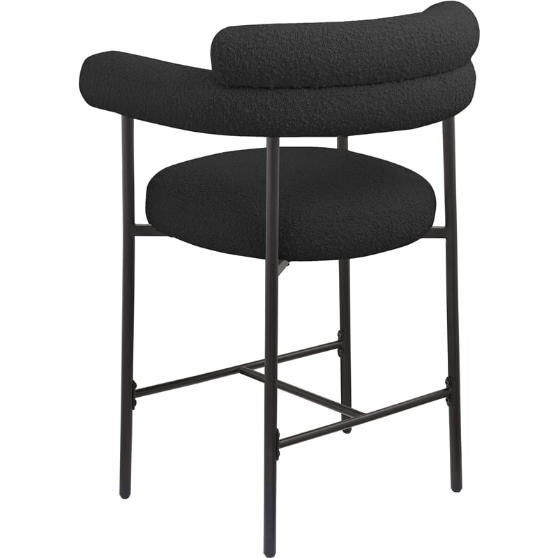 Meridian Furniture Blake Black Boucle Fabric Counter Stool (Set of 2)