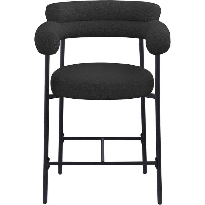 Meridian Furniture Blake Black Boucle Fabric Counter Stool (Set of 2)