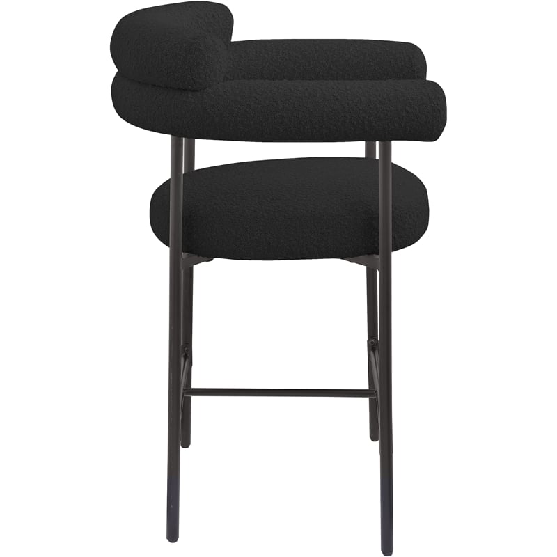 Meridian Furniture Blake Black Boucle Fabric Counter Stool (Set of 2)
