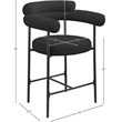 Meridian Furniture Blake Black Boucle Fabric Counter Stool (Set of 2)