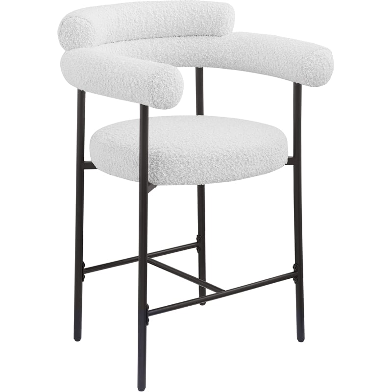 Meridian Furniture Blake Cream Boucle Fabric Counter Stool (Set of 2)