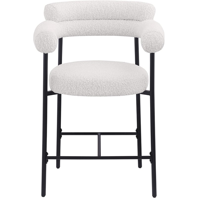 Meridian Furniture Blake Cream Boucle Fabric Counter Stool (Set of 2)