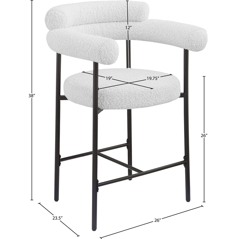 Meridian Furniture Blake Cream Boucle Fabric Counter Stool (Set of 2)