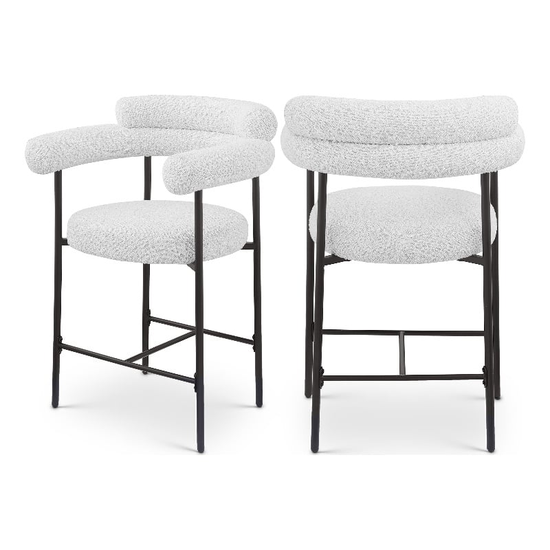 Meridian Furniture Blake Cream Boucle Fabric Counter Stool (Set of 2)