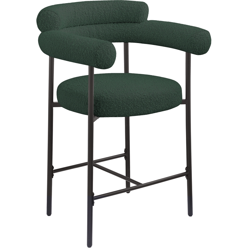 Meridian Furniture Blake Green Boucle Fabric Counter Stool (Set of 2)