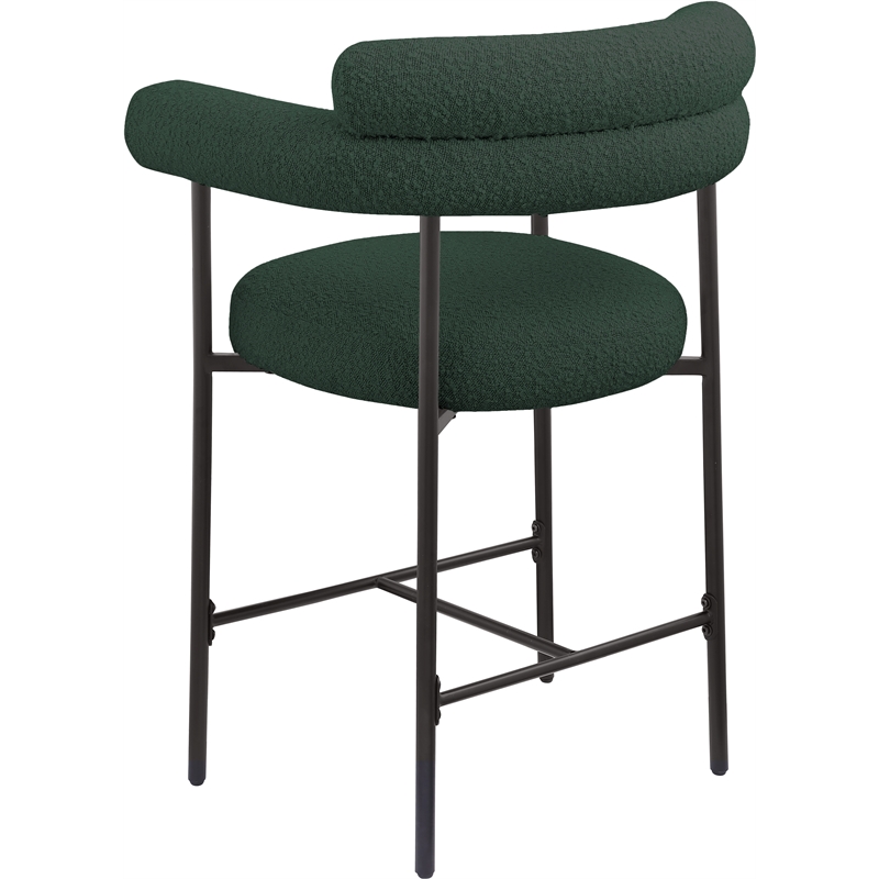 Meridian Furniture Blake Green Boucle Fabric Counter Stool (Set of 2)
