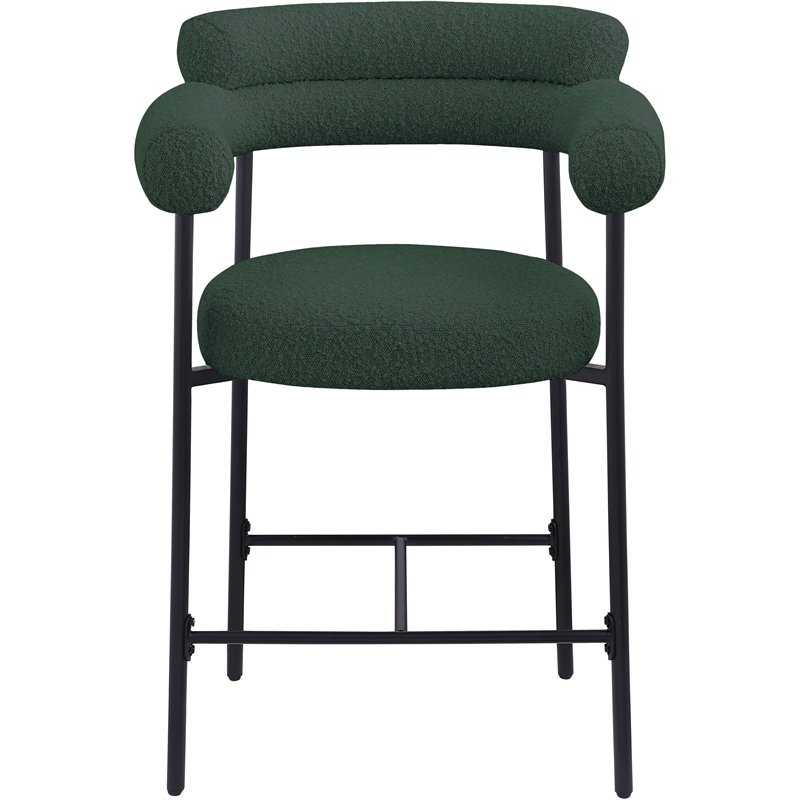 Meridian Furniture Blake Green Boucle Fabric Counter Stool (Set of 2)