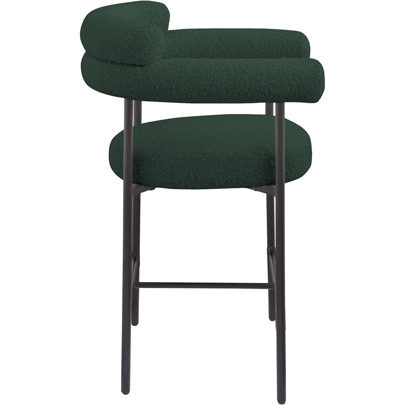 Meridian Furniture Blake Green Boucle Fabric Counter Stool (Set of 2)