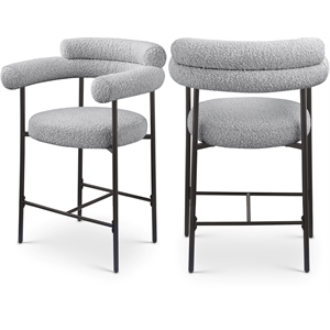 Meridian Furniture Blake Grey Boucle Fabric Counter Stool (Set of 2)