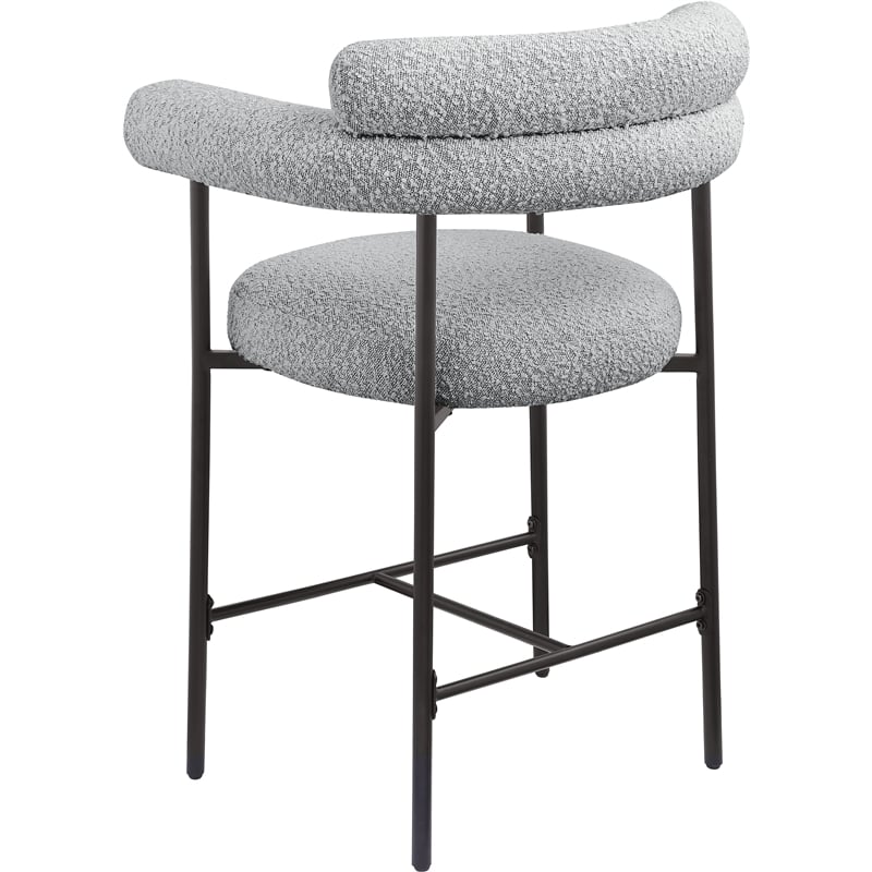 Meridian Furniture Blake Grey Boucle Fabric Counter Stool (Set of 2)