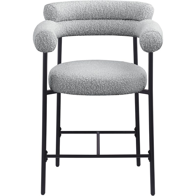 Meridian Furniture Blake Grey Boucle Fabric Counter Stool (Set of 2)