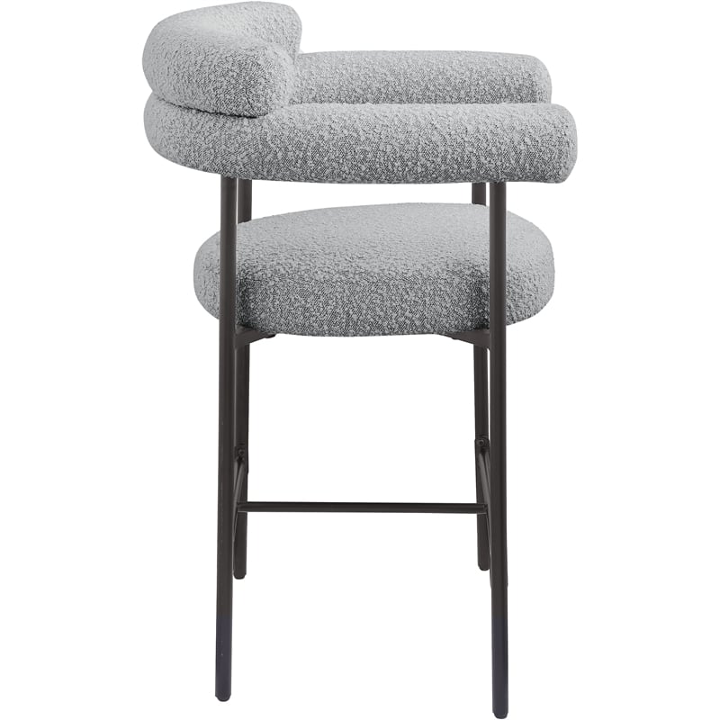 Meridian Furniture Blake Grey Boucle Fabric Counter Stool (Set of 2)