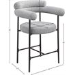 Meridian Furniture Blake Grey Boucle Fabric Counter Stool (Set of 2)