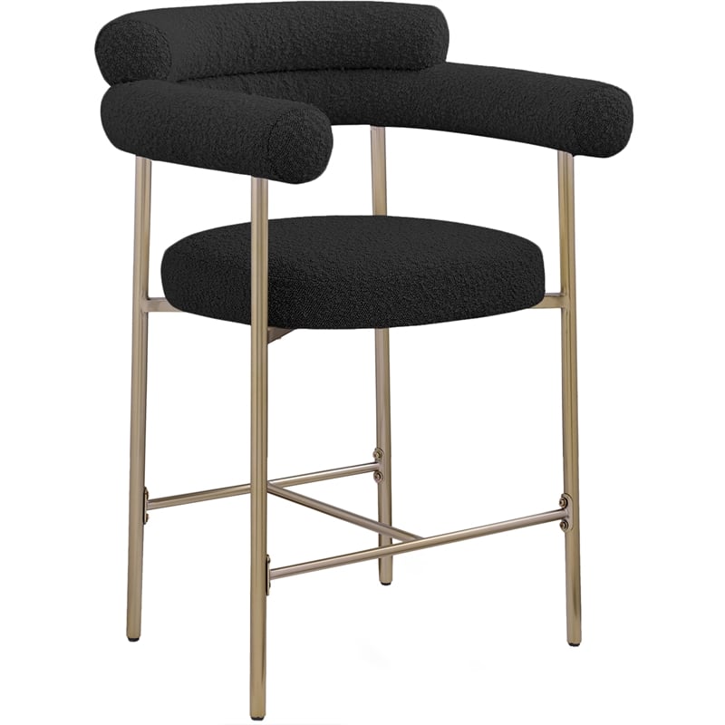 Meridian Furniture Blake Black Boucle Fabric Counter Stool (Set of 2)