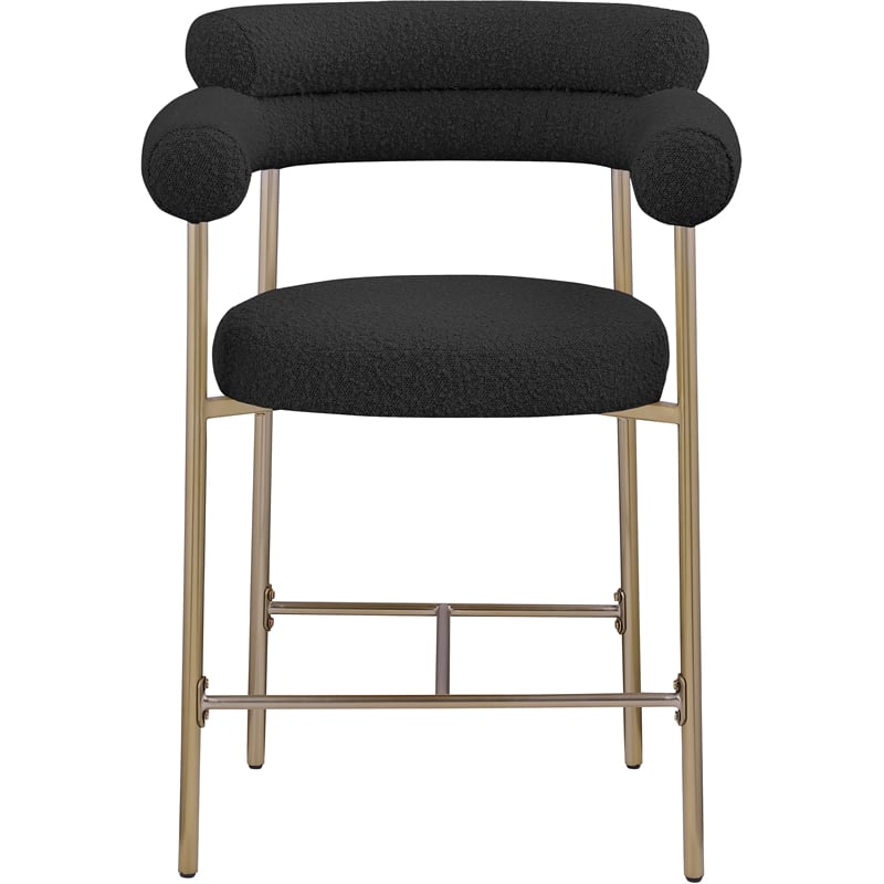 Meridian Furniture Blake Black Boucle Fabric Counter Stool (Set of 2)