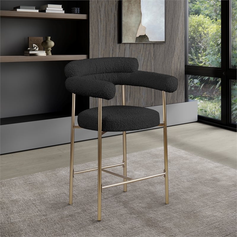 Meridian Furniture Blake Black Boucle Fabric Counter Stool (Set of 2)