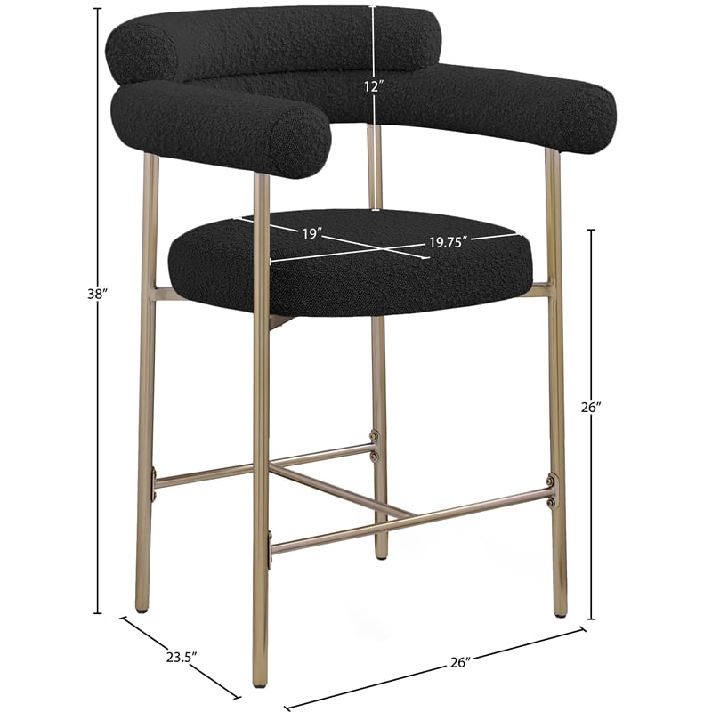 Meridian Furniture Blake Black Boucle Fabric Counter Stool (Set of 2)