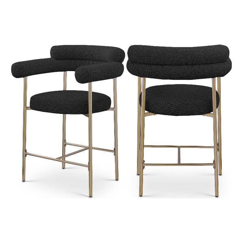 Meridian Furniture Blake Black Boucle Fabric Counter Stool (Set of 2)