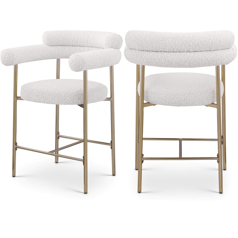 Meridian Furniture Blake Cream Boucle Fabric Counter Stool (Set of 2)