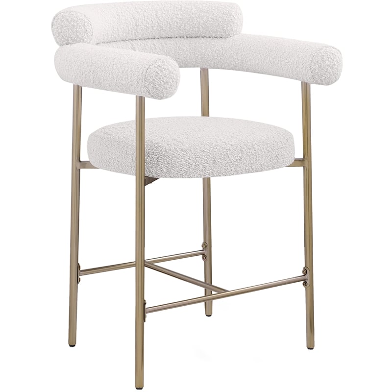 Meridian Furniture Blake Cream Boucle Fabric Counter Stool (Set of 2)