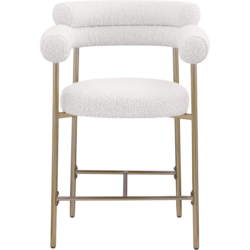 Meridian Furniture Blake Cream Boucle Fabric Counter Stool (Set of 2)