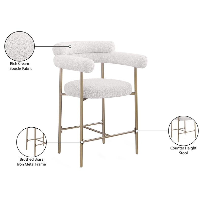 Meridian Furniture Blake Cream Boucle Fabric Counter Stool (Set of 2)