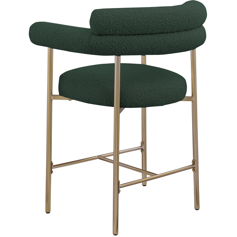 Meridian Furniture Blake Green Boucle Fabric Counter Stool (Set of 2)