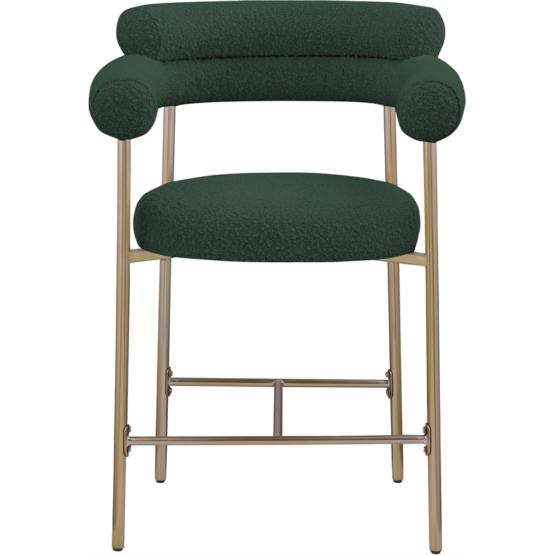 Meridian Furniture Blake Green Boucle Fabric Counter Stool (Set of 2)