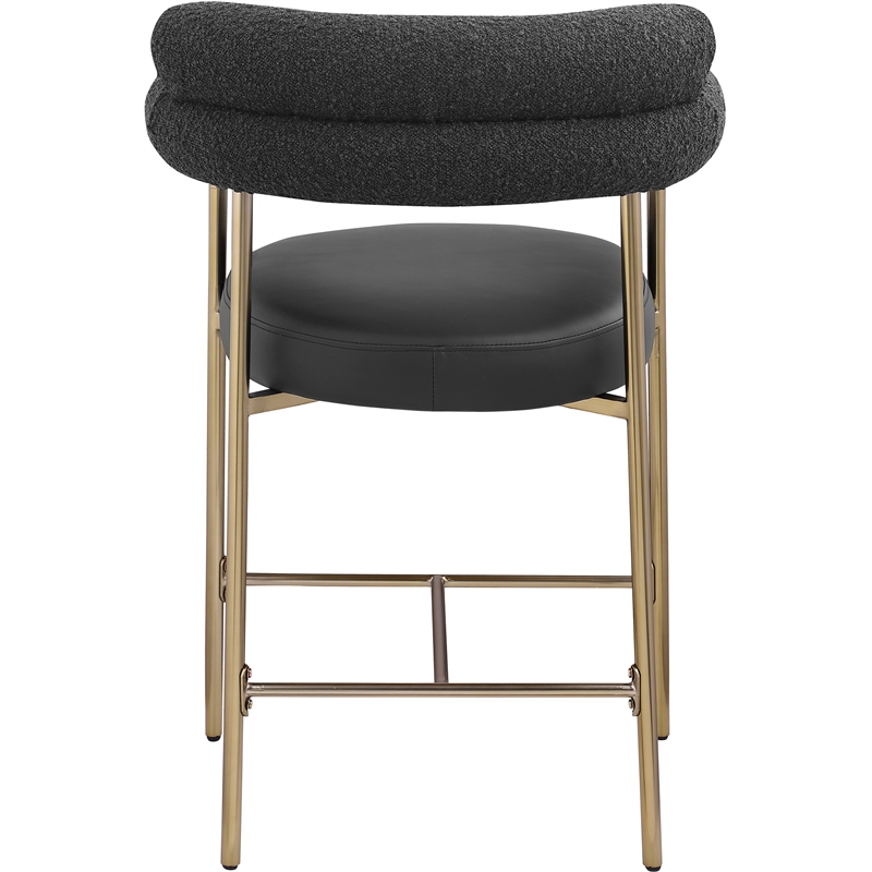 Meridian Furniture Blake Black Boucle Fabric Counter Stool (Set of 2)