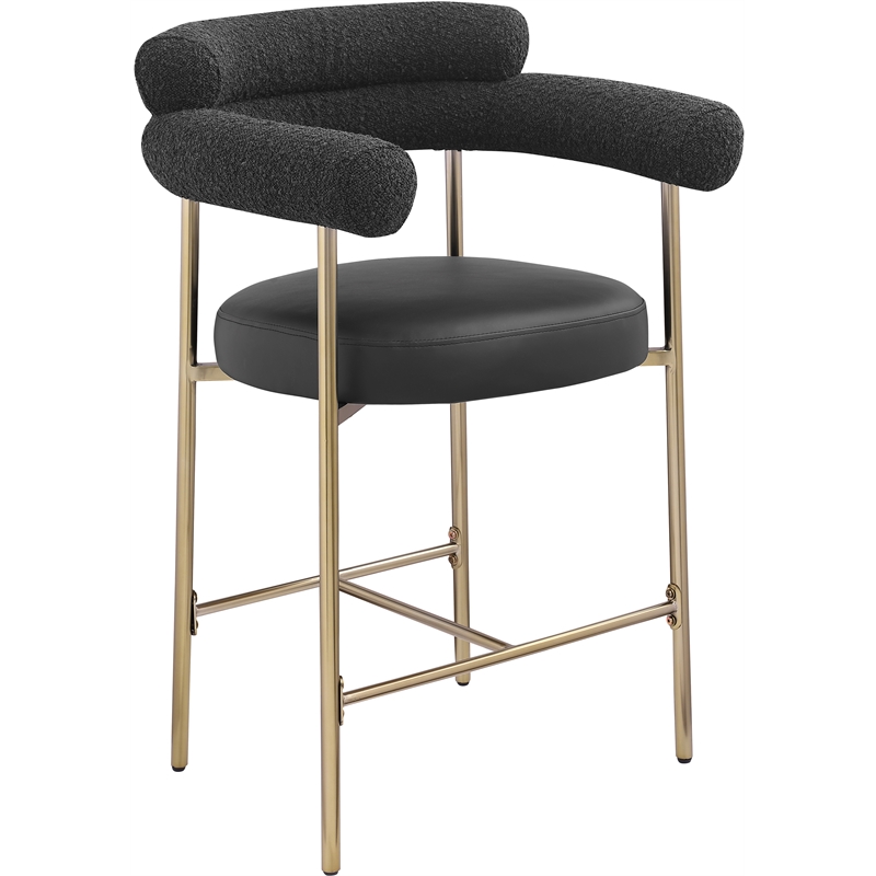 Meridian Furniture Blake Black Boucle Fabric Counter Stool (Set of 2)
