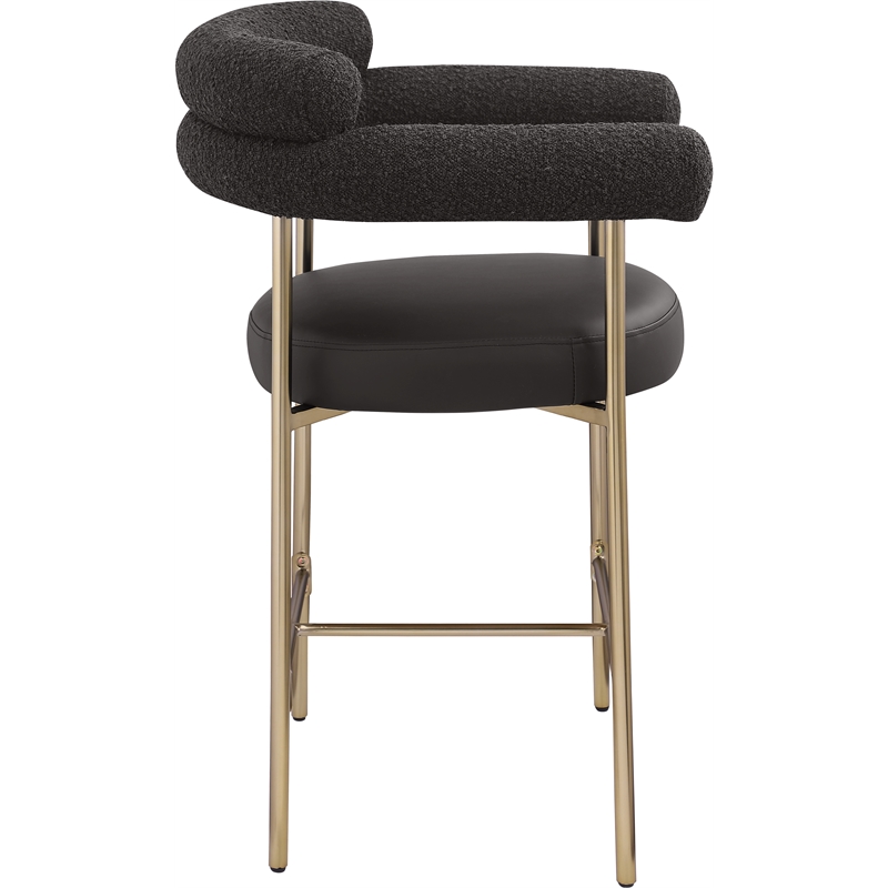 Meridian Furniture Blake Black Boucle Fabric Counter Stool (Set of 2)