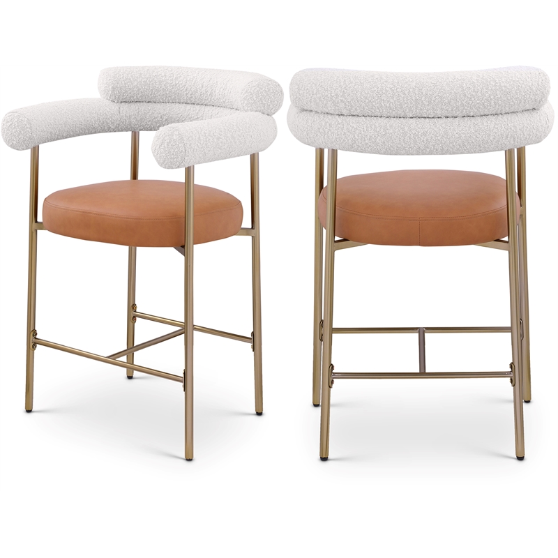 Meridian Furniture Blake Cognac Boucle Fabric Counter Stool (Set of 2)