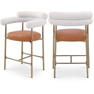 Meridian Furniture Blake Cognac Boucle Fabric Counter Stool (Set of 2)