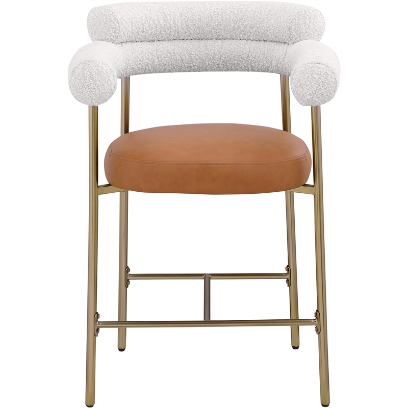 Meridian Furniture Blake Cognac Boucle Fabric Counter Stool (Set of 2)