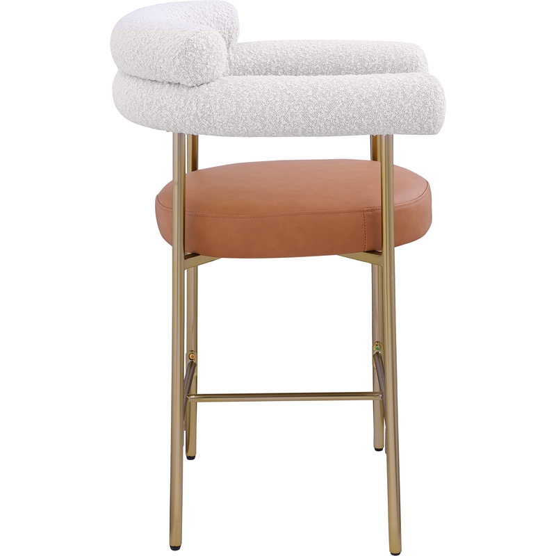 Meridian Furniture Blake Cognac Boucle Fabric Counter Stool (Set of 2)