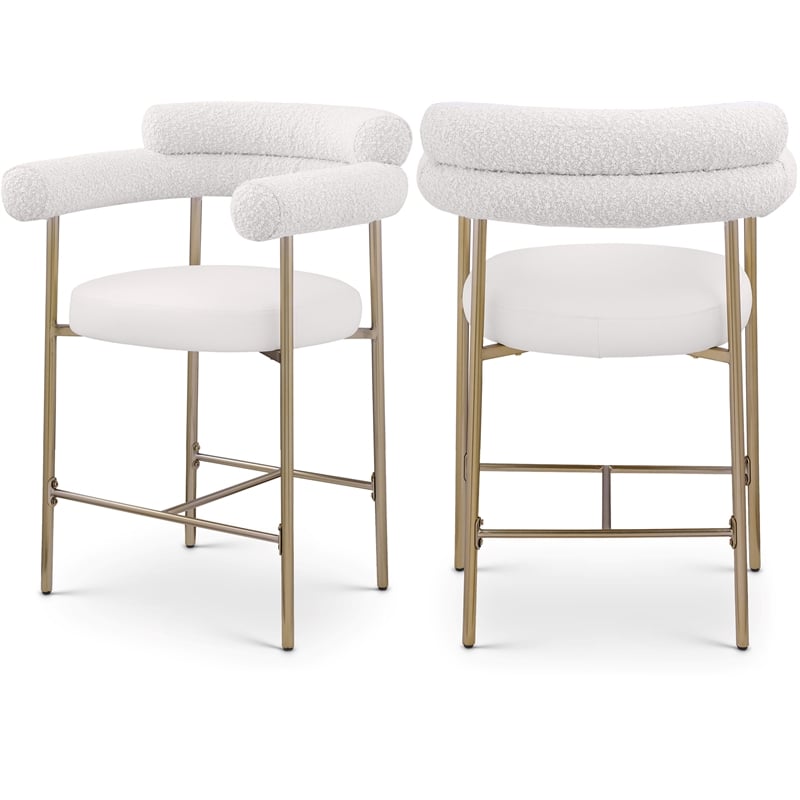Meridian Furniture Blake Cream Boucle Fabric Counter Stool (Set of 2)