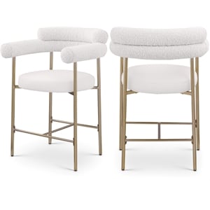 Meridian Furniture Blake Cream Boucle Fabric Counter Stool (Set of 2)